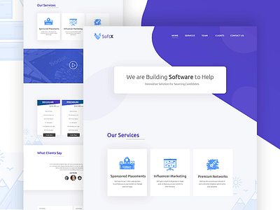 SoftX - Landing Page Design Concept agency designer dribbble google ios material materialdesign ui ux webdesign