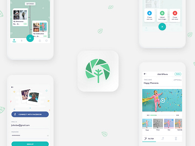 Memtree app feed icon photo signup slideshow tree ui ux