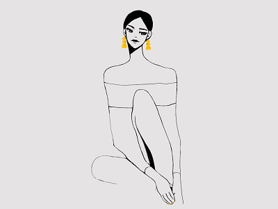 Yellow art character design earring girl illustration illustrator photoshop procreate sketch yellow