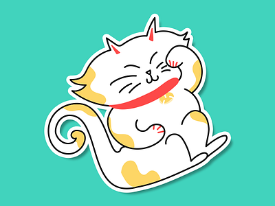 Maneki neko cat folklore illustration japanese lucky manekineko neko sticker vector