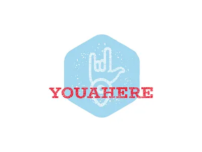 Youahere Logo blue icon location logo map metal pin red rock and roll rustic logo slab vintage logo
