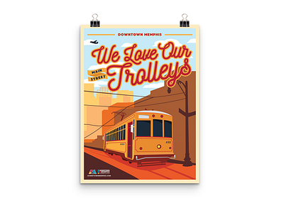 We Love Our Trolleys Poster cart design giveaway illustration memphis mock up poster trolley