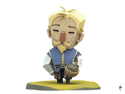 Sailor 3d character fantasy illustration lowpoly