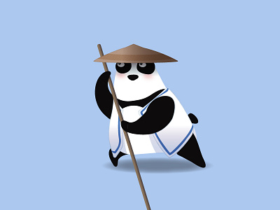 Panda-Boatman bao boating icon illustration panda