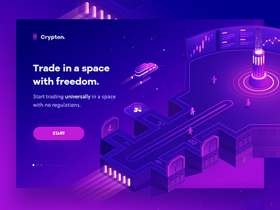 Crypton crypto design icon illustration isometric purple technology ui