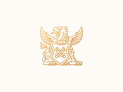 Griffin & keys gold griffin gryphon lined logo logos modern real state shield sophisticated