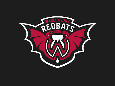 Redbats bat graphic maniac japan lacrosse mascot redbats sports branding sports logo waseda univ.