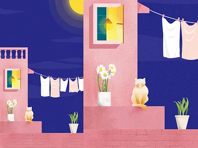 Night illustration photoshop