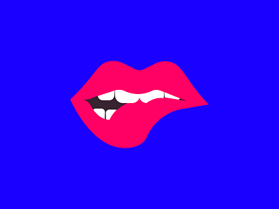 gettin' bit blue bright design illustration lips mouth pink saturated