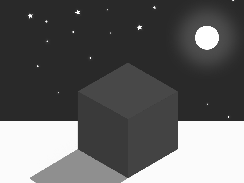 Moon as Bulb cube effect light moon stars white
