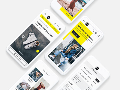 Mobile Ecommerce UI KIT checkout clean creative ecommerce fashion masonry mobile mockup navigation shop ui kit yellow