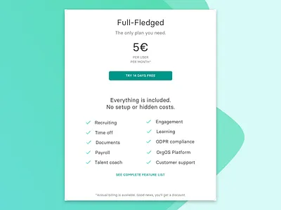 Pricing: The only plan you need design flat fresh green minimal pricing