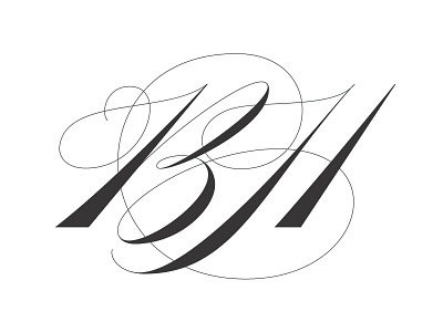 BH monogram calligraphy copperplate elegant monogram type wedding