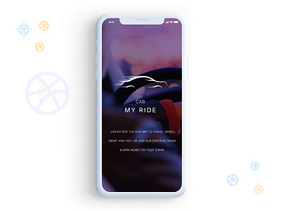 Flash screen concept for "Cab" App concept flash screen ui ux welcome screen