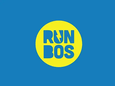 Run Boston badge blue bos boston boston marathon circle lightning bolt logo marathon run typography yellow