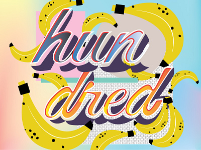 Going Banana's banana cursive fruit gradient illustration iridescent type typography