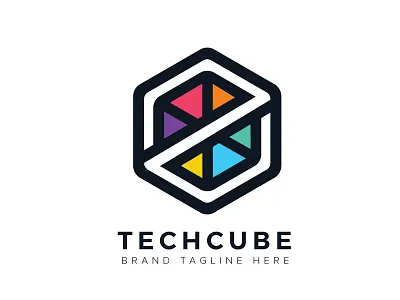 Techcube Logo box creative cube hexagon logo simple