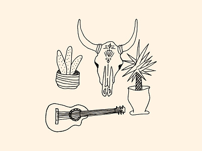 That Southwest Feeling arizona cactus cow skull desert guitar longhorn plants potted plant southwest spanish guitar succulent