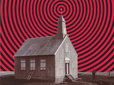 Brain Waves illustration optical illusion pattern red