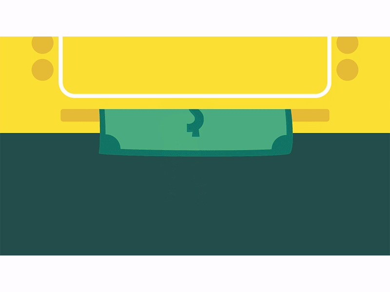 Money Struggles 2d animated transition animation atm bedroom bright character crying money motion motion graphics transition