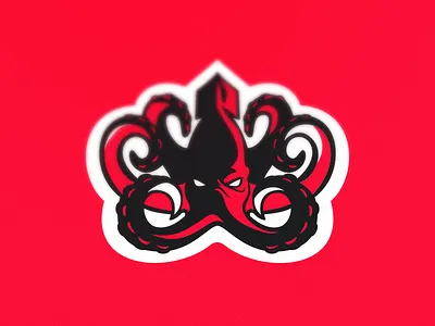 Squid esports gaming logo mascot octopus red sport squid