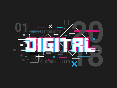 Digital black blue digital dribbble pink technology white