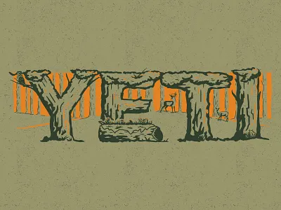 Forest deer design forest illustration orange tree
