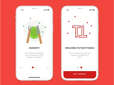 Onboarding concept for TastyTable app concept onboarding sketch tastytable