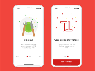 Onboarding concept for TastyTable app concept onboarding sketch tastytable
