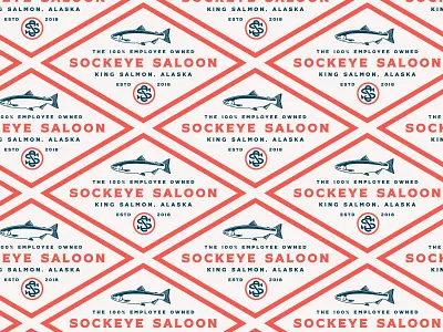 Sockeye Saloon Logo brand fish lockup logo monogram pattern salmon sockeye