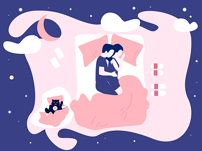 Sleeping cat couple dribbble girl iphone man night phone pink sleeping star woman