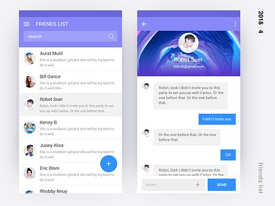 Friends list app colours home landing minimal page ui ux web website