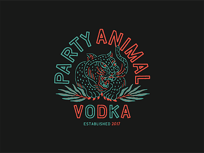 PARTY ANIMAL VODKA graphic illustration neonsign tropical
