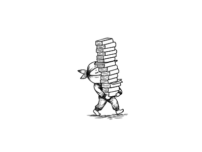 Book Ninja adobe illustrator black and white books cartoon doodle illustration lineart ninja vector