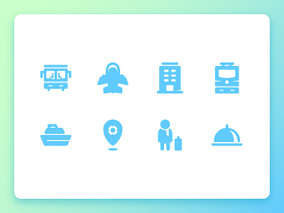 Travel Icons bus cruisine glyph hotel icon plane position ship solid train travel user