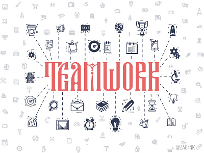 Teamwork - concept business calligraphy concept doodle infographic interface lettering teamwork typography