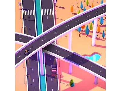 K - 36 days of type 36days k 36daysoftype 36daysoftype 05 bridge c4d cinema4d k render rendering road tree vehicle