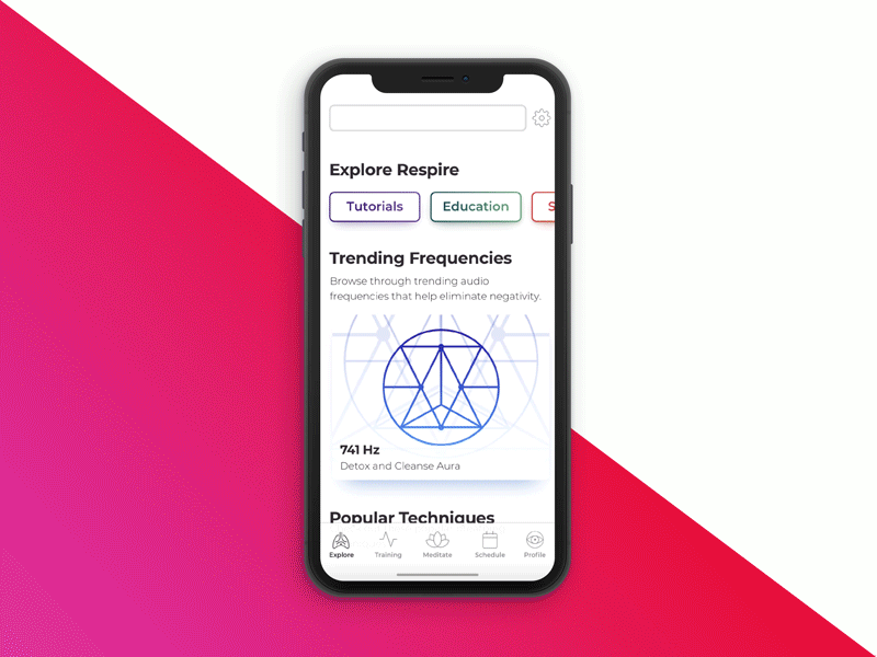 Respire - Update animation app card health interaction meditation motion design prototype ui