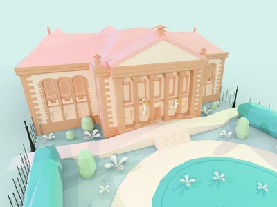 Museum Nantes 3d isometric low poly model museum museum nantes nantes