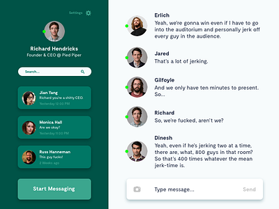 Daily UI #013 - Direct messaging daily direct interface messaging sillicon ui valley