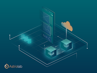 Illustration for Astrolab branding branding design flat illustration isometric landing marketing vector