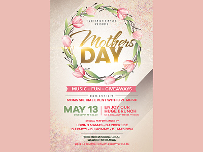 Mothers Day Flyer design flower graphic mothers day party pink