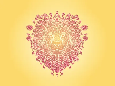 Lion Mandala - Orange and Red adult colouring book circles creative drawing hindu ink lion lion mandala mandala meditation spots