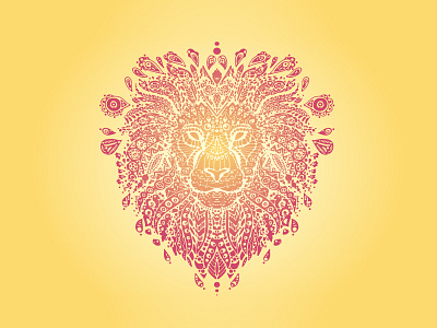 Lion Mandala - Orange and Red adult colouring book circles creative drawing hindu ink lion lion mandala mandala meditation spots