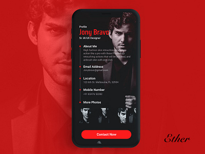 Profile contact color concept creative design gradient new professional profile ui