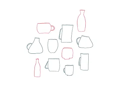 Mugs and Cups bowl bowls cup cups drawing illustration kitchen mug mugs simple