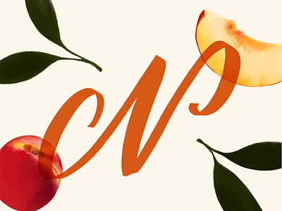 N is for Nectarine // 36 Days of Type 36 days of type brush lettering brush script leaves lettering nectarine script