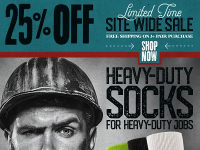 Heavy Duty advertising blue boot campaign email nc red socks type work