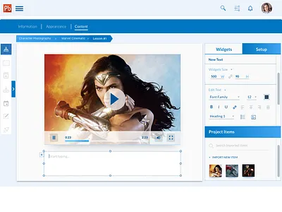 SaaS platform for online courses - text widget's options design saas ui design user interface ux design widgets
