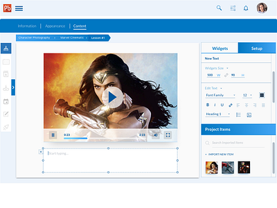 SaaS platform for online courses - text widget's options design saas ui design user interface ux design widgets